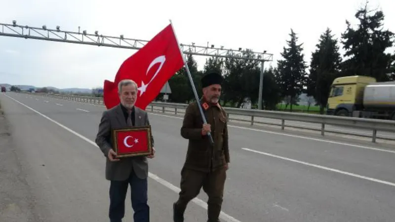 Çanakkale'ye yürüyen gazi torunu, Keşan'da