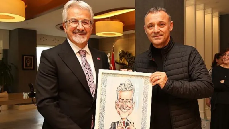 Ödüllü karikatüristler Başkan Erdem ile buluştu