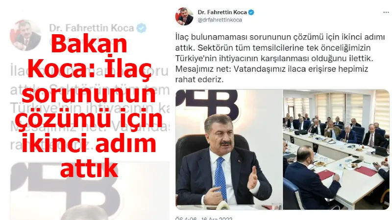 Bakan Koca: İlaç sorununun çözümü için ikinci adım attık