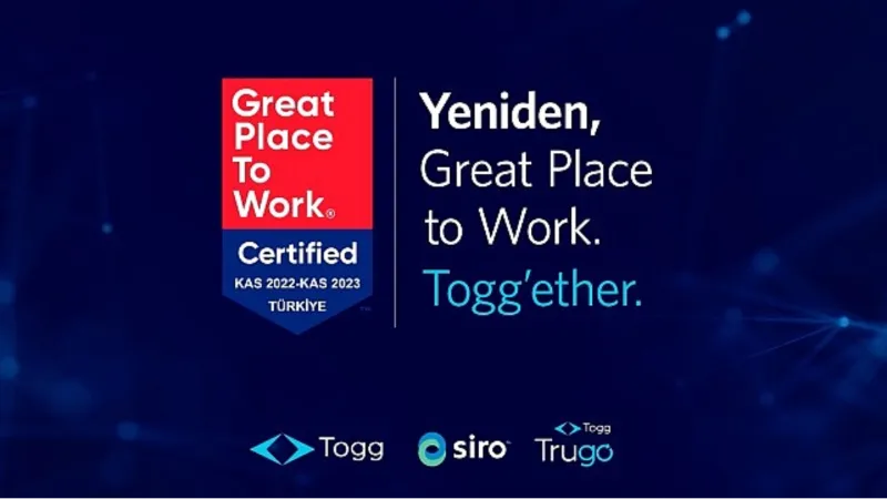 Togg Yeniden 'Great Place to Work' Sertifikası Kazandı