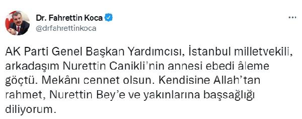 AK Partili Canikli'in annesi hayatını kaybetti