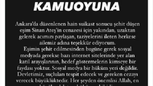 Eski Ülkü Ocakları Başkanı Ateş'in eşinden açıklama: Sosyal medya bir hüküm yeri değildir