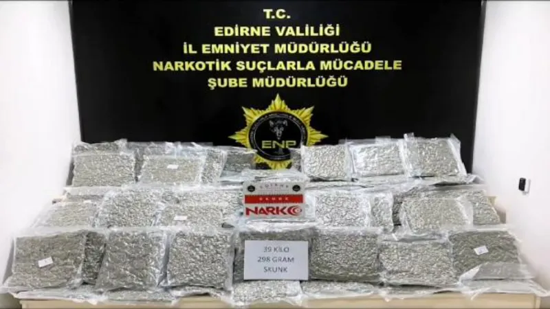 Edirne'de, TIR'da 39 kilo skunk ele geçirildi