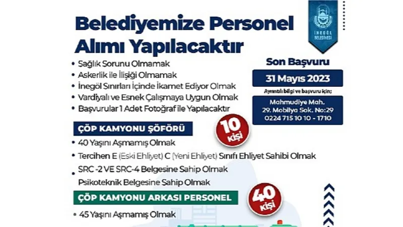 İnegöl Belediyesi 50 Personel Alacak