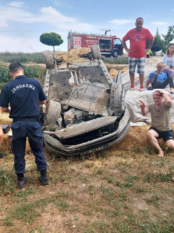 Eskişehir'de ters dönen araçtaki 3 kişi yaralandı