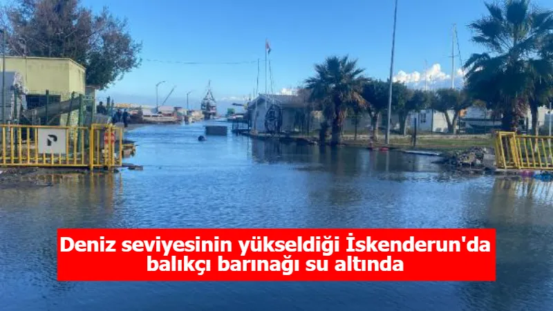 Deniz seviyesinin yükseldiği İskenderun'da balıkçı barınağı su altında