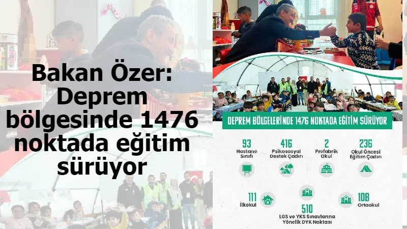 Bakan Özer: Deprem bölgesinde 1476 noktada eğitim sürüyor