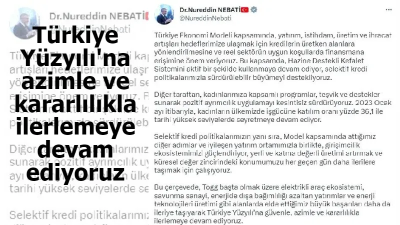 Türkiye Yüzyılı'na azimle ve kararlılıkla ilerlemeye devam ediyoruz