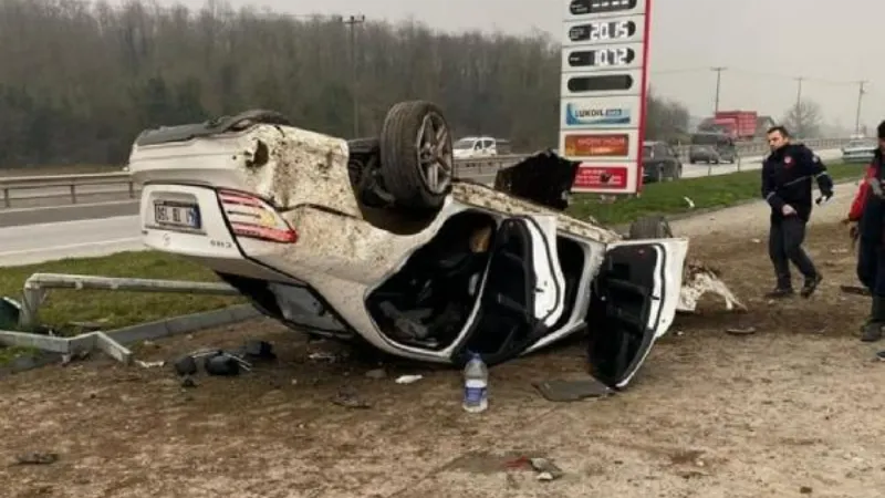 Takla atan otomobildeki Gülbahar öldü, sürücü yaralı