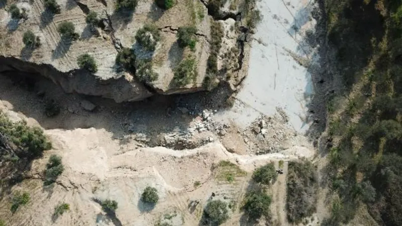 Hatay'ın Defne ilçesinde de zeytin bahçesinde deprem sonrası dev yarıklar oluştu