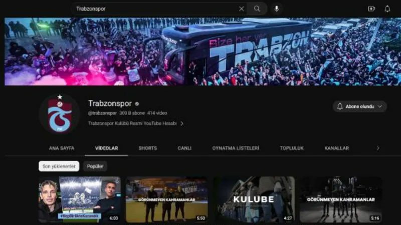 Trabzonspor’un hacklenen Youtube kanalı yeniden açıldı