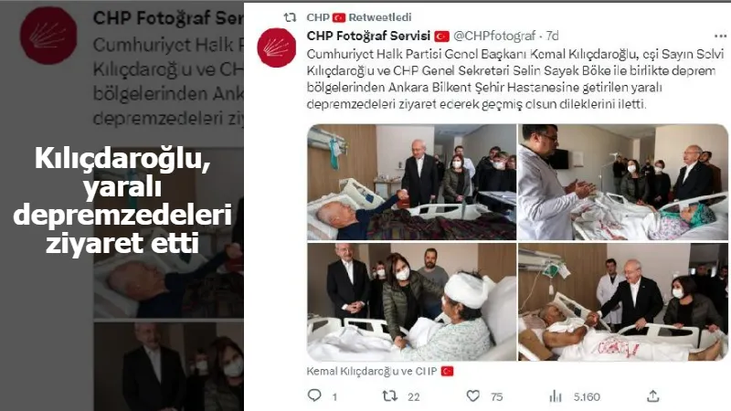 Kılıçdaroğlu, yaralı depremzedeleri ziyaret etti