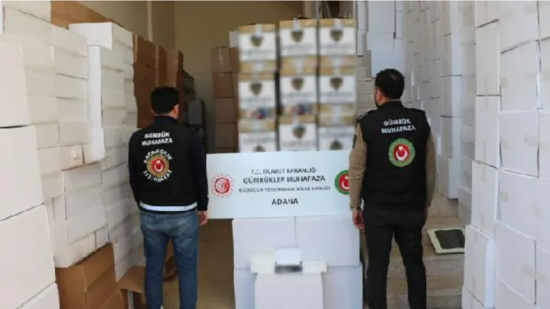 Adana'da 5,5 milyon liralık kaçak makaron ele geçirildi