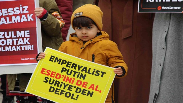 Ankara’da Rusya Büyükelçiliği önünde protesto
