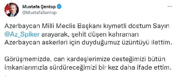 TBMM Başkanı Şentop, Azeri mevkidaşı Qafarova ile görüştü