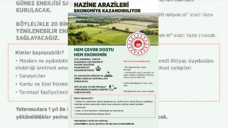 Bakan Kurum: Tarıma elverişsiz hazine arazilerine rüzgar ve güneş enerjisi santralleri kurulacak