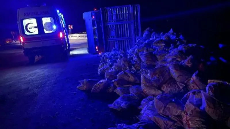 Hakkari'de kömür yüklü TIR devrildi: 3 yaralı