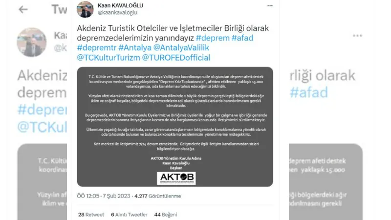 Oteller depremzedelere açıldı