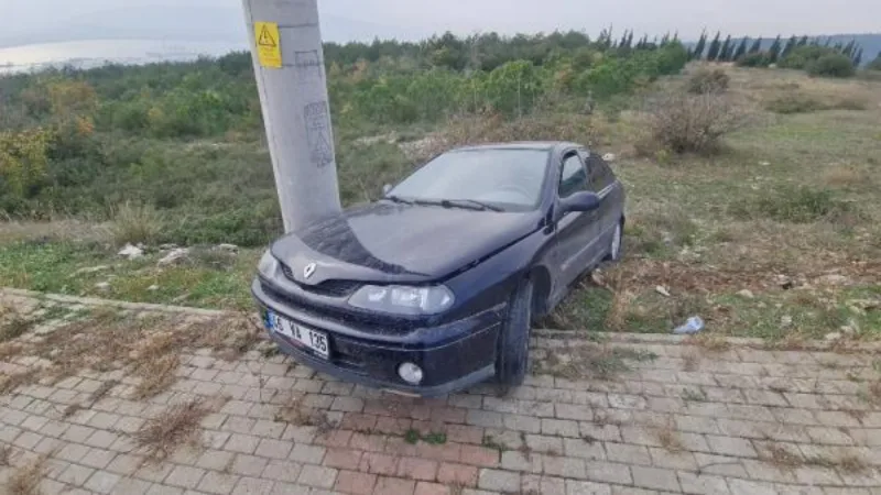 Elektrik direğine çarpan otomobilin sürücüsü yaralandı