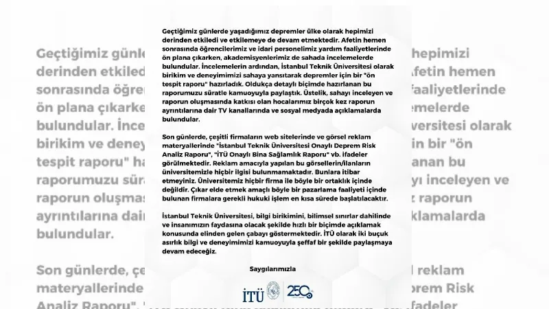 İTÜ'den "Sağlamlık raporu" dolandırıcılığı uyarısı