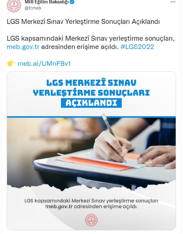 LGS yerleştirme sonuçları açıklandı