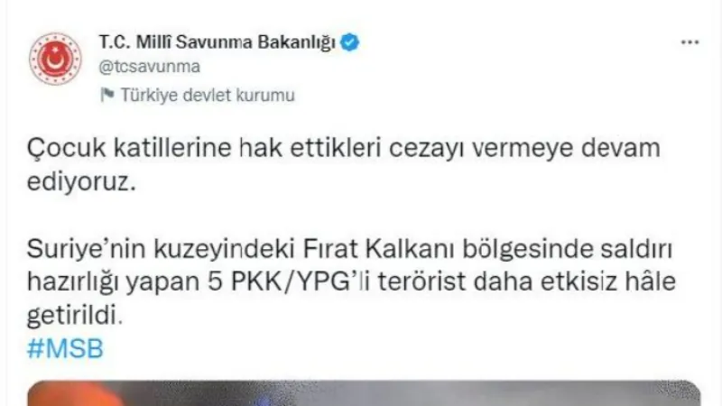 Saldırı hazırlığındaki 5 terörist etkisiz hale getirildi.