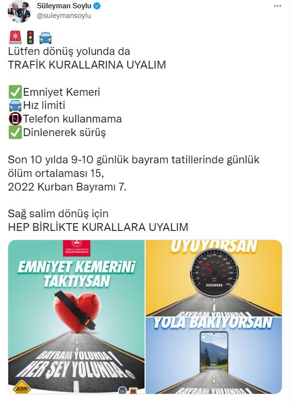 Bakan Soylu'dan 'dönüş' uyarısı
