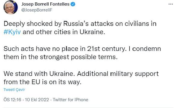 Borrell: AB’den ek askeri destek yolda