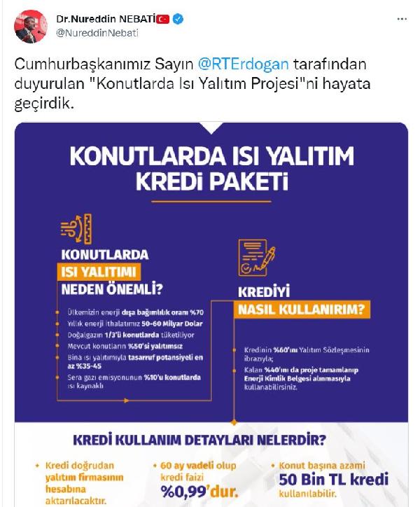 Bakan Nureddin Nebati: 'Konutlarda Isı Yalıtım Projesi'ni hayata geçirdik