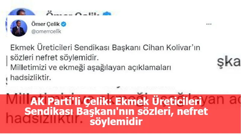 AK Parti'li Çelik: Ekmek Üreticileri Sendikası Başkanı'nın sözleri, nefret söylemidir