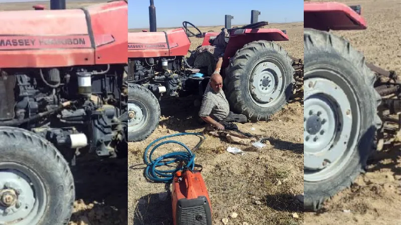 Traktörünün tekeri altında kalan çiftçiyi itfaiye kurtardı
