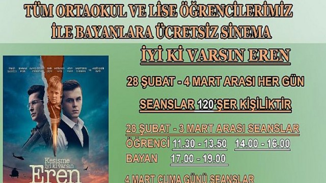 Ilgaz Belediyesinden Ücretsiz Sinema Şöleni