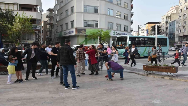 Kadına şiddeti gerçek sanıp müdahale etmek istediler