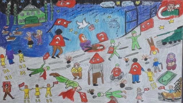 Sinoplu öğrenci, ‘15 Temmuz’ konulu resim yarışmasında Türkiye birincisi oldu