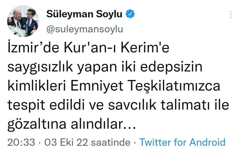 Kur'an-ı Kerim'e saygısızlık yapan 2 kişiye gözaltı