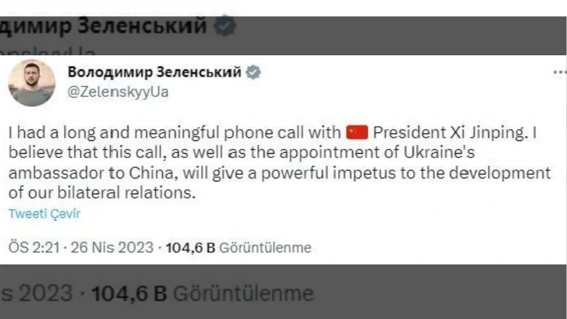 Zelenski ve Cinping telefonda görüştü