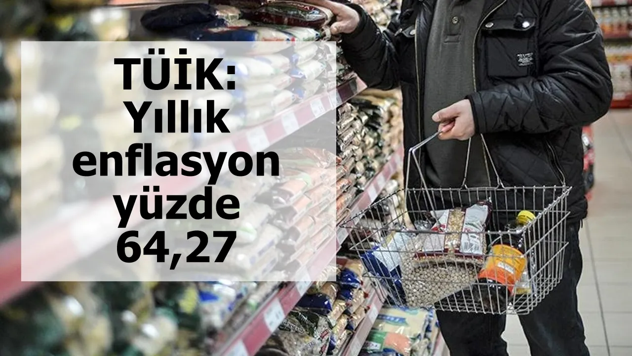 TÜİK: Yıllık enflasyon yüzde 64,27