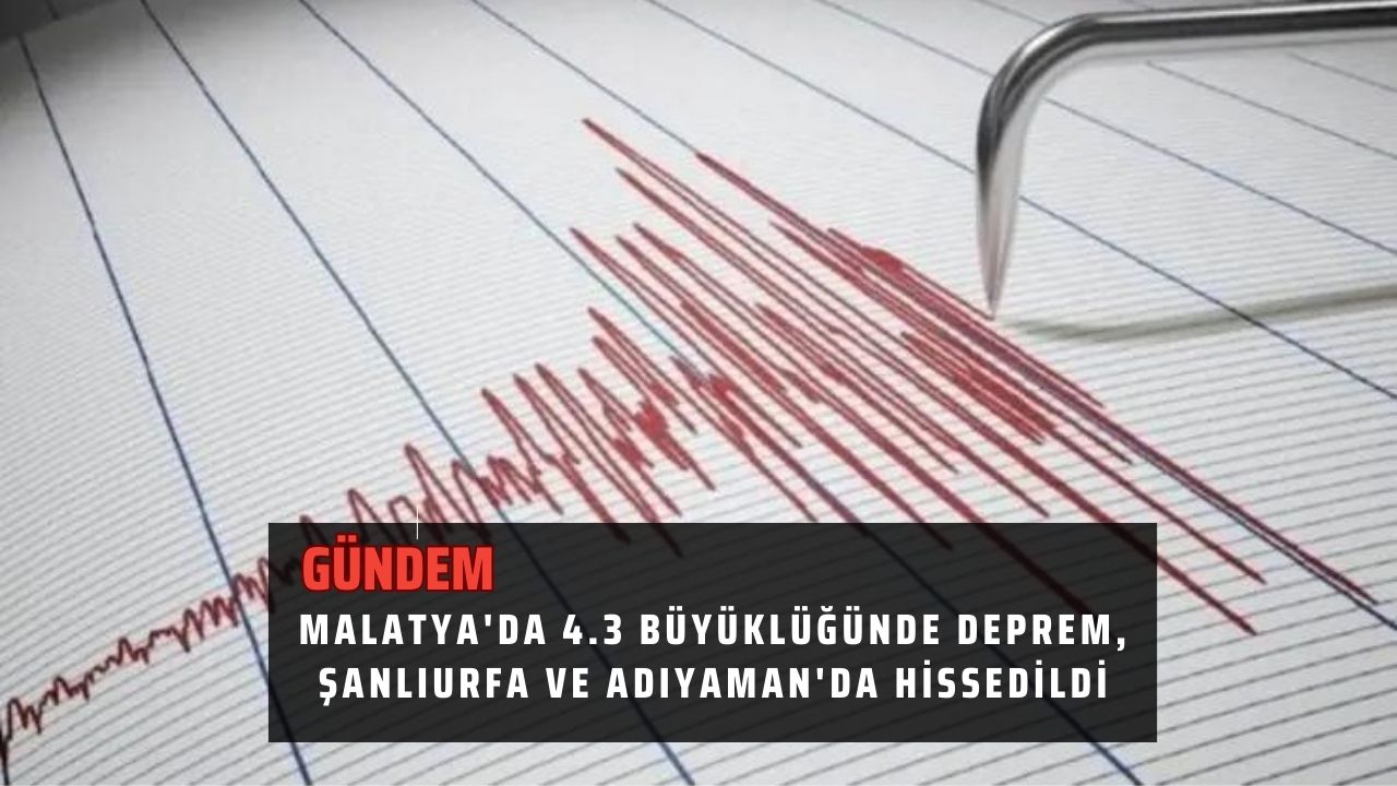 Malatya'da 4.3 Büyüklüğünde Deprem, Şanlıurfa ve Adıyaman'da Hissedildi